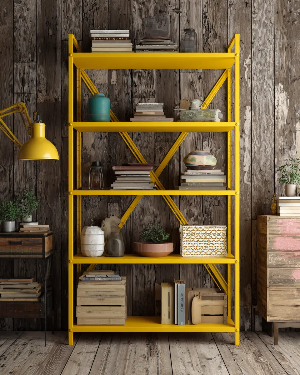 Mustard Yellow Industrial Living Room Decor Ideas