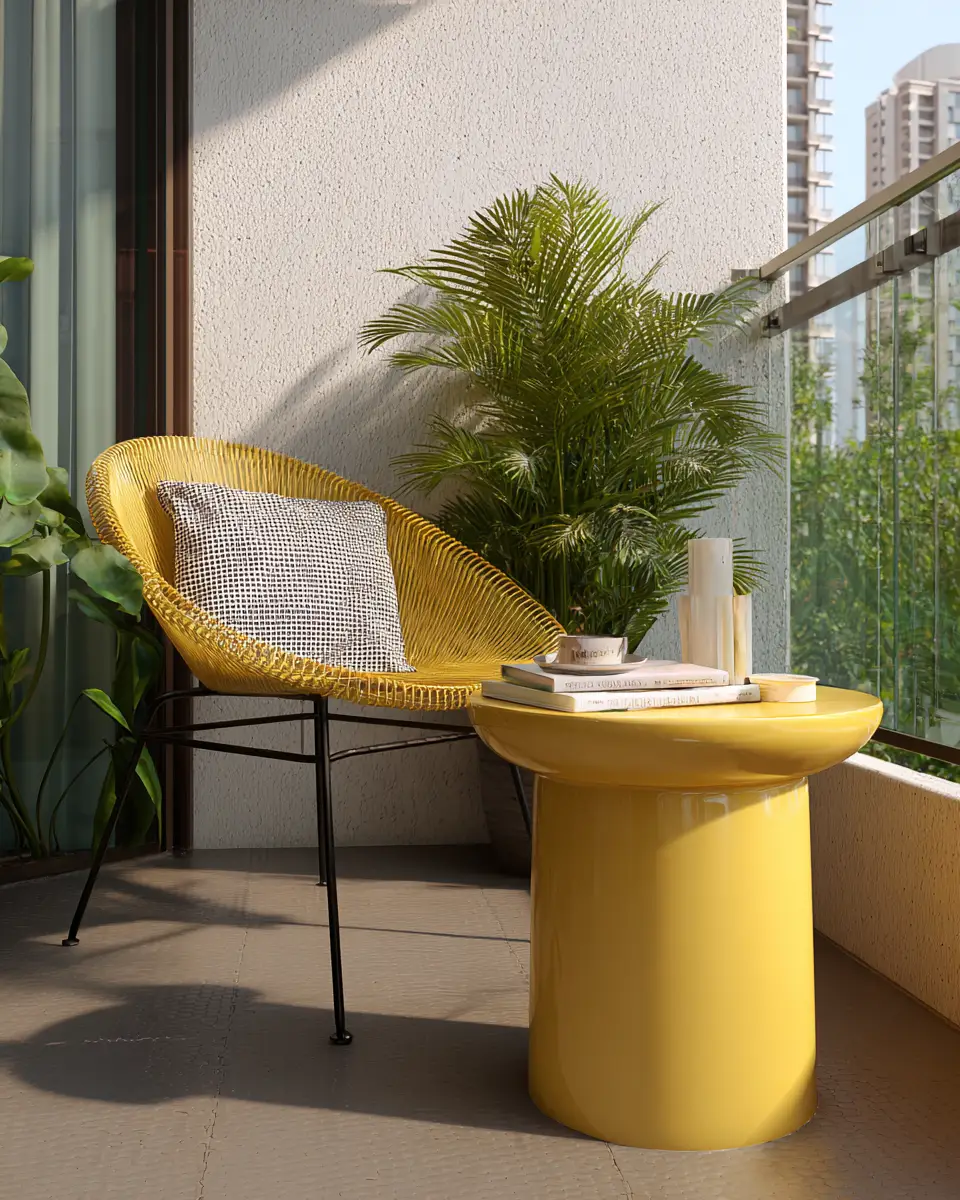 Mustard Yellow Minimalist Balcony Decor Ideas