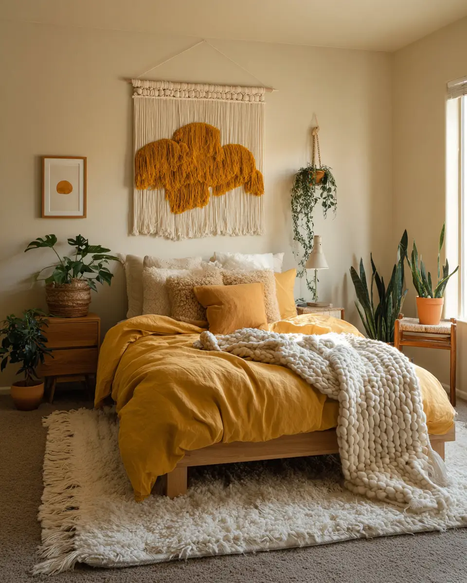 Mustard Yellow Minimalist Bedroom Decor Ideas