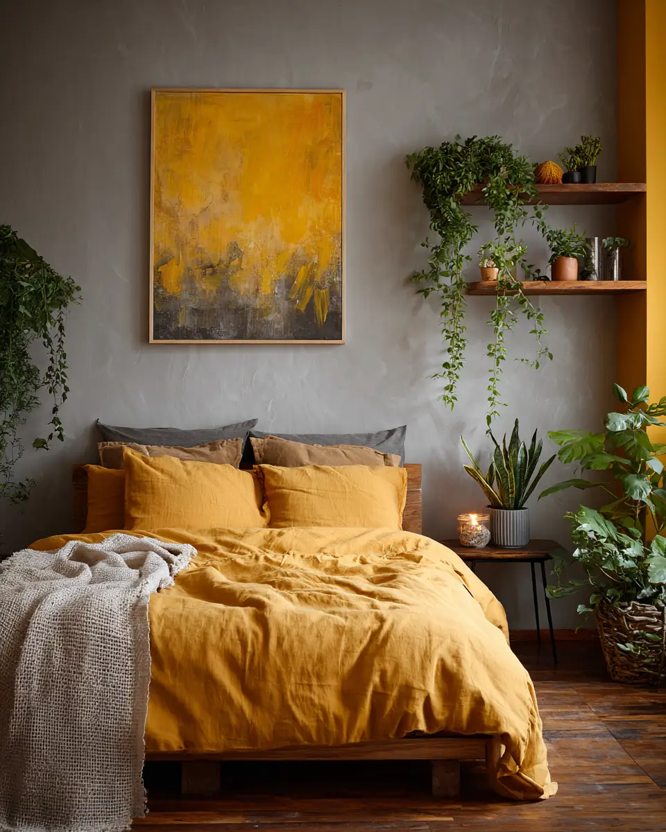 Mustard Yellow Minimalist Bedroom Decor Ideas