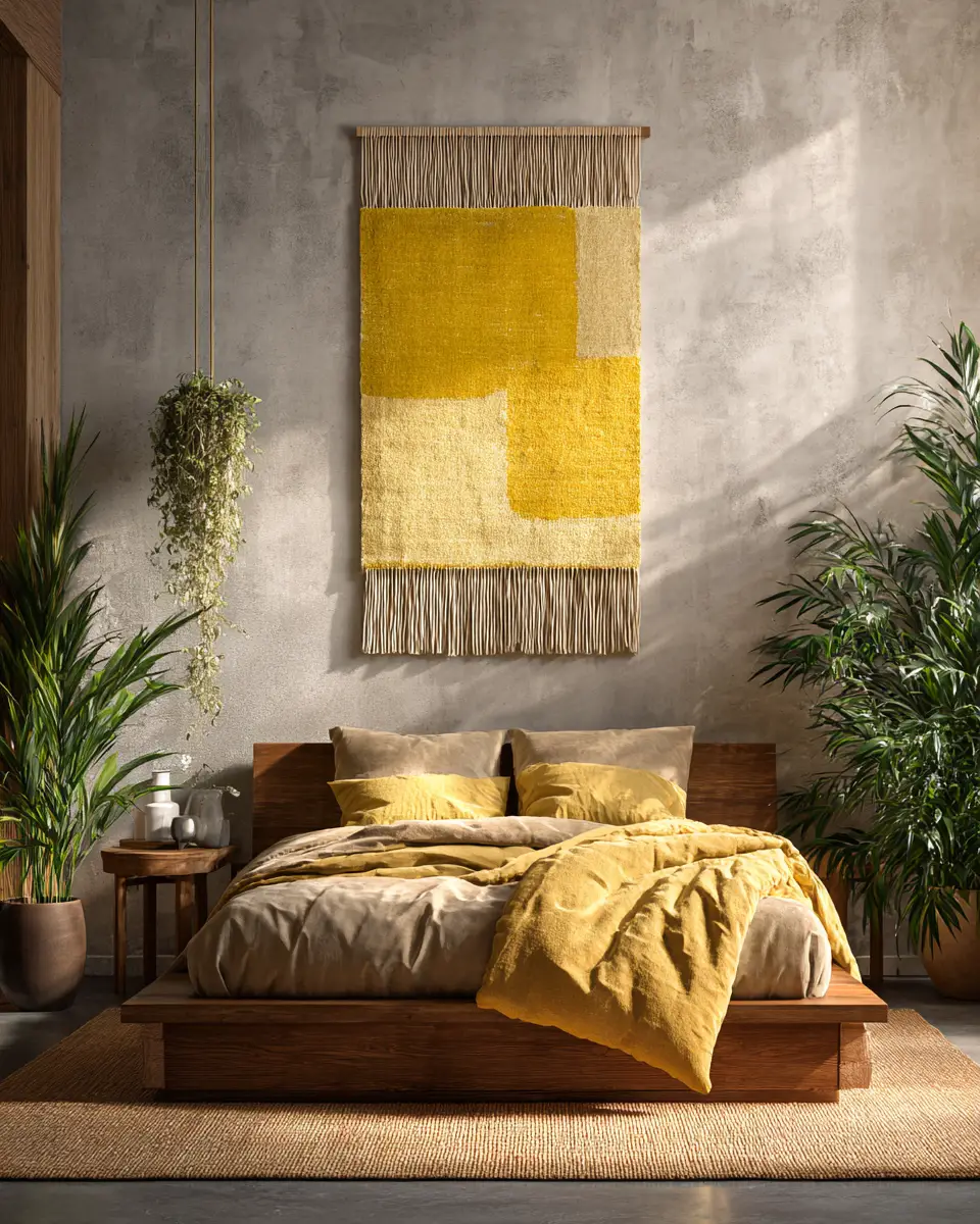 Mustard Yellow Minimalist Bedroom Decor Ideas
