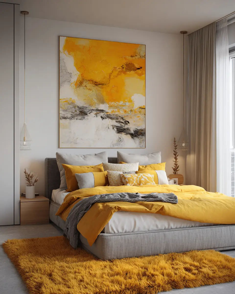 Mustard Yellow Minimalist Bedroom Decor Ideas