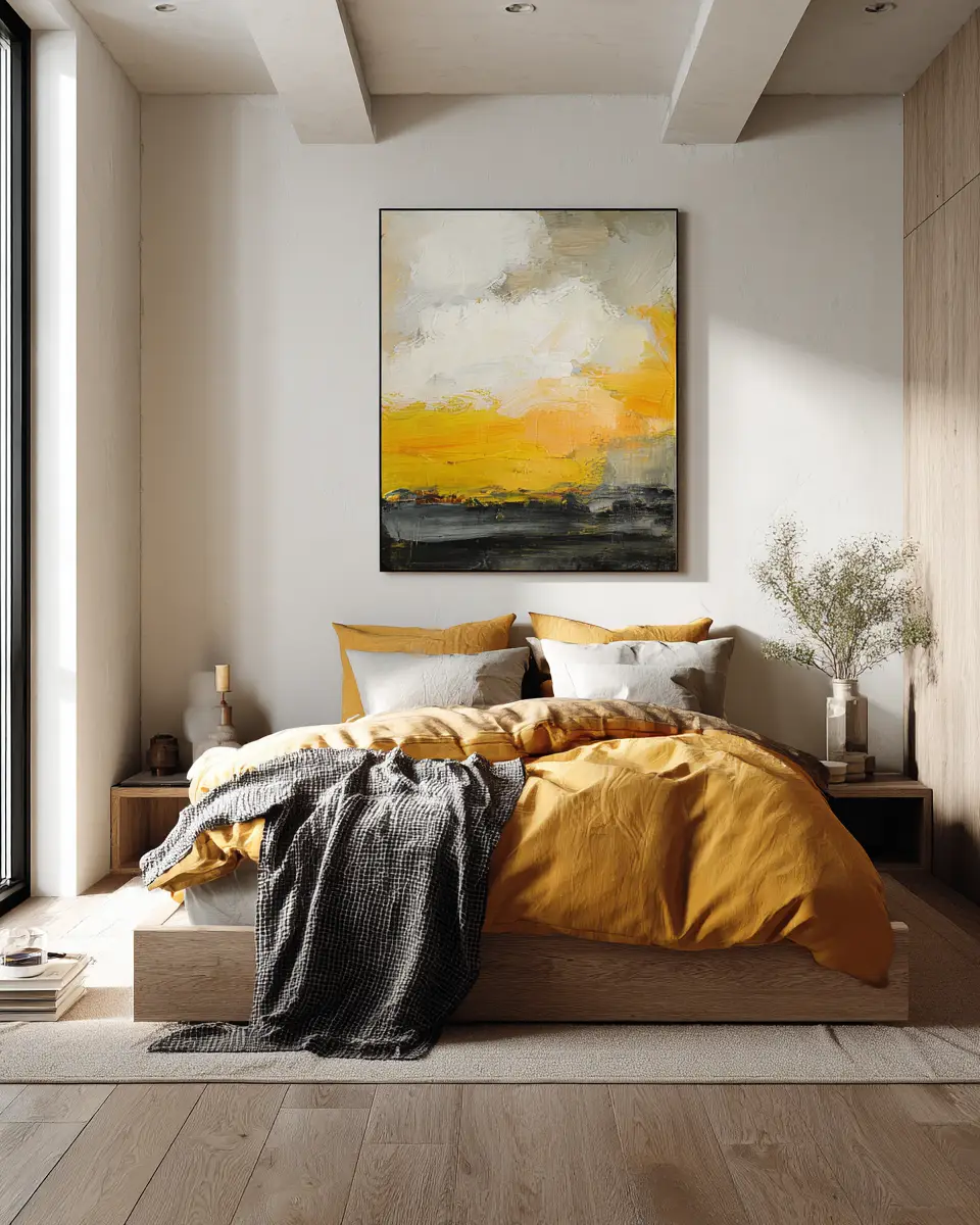 Mustard Yellow Minimalist Bedroom Decor Ideas