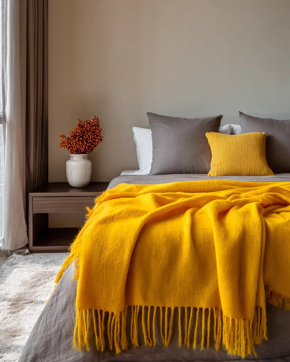 Mustard Yellow Minimalist Bedroom Decor Ideas