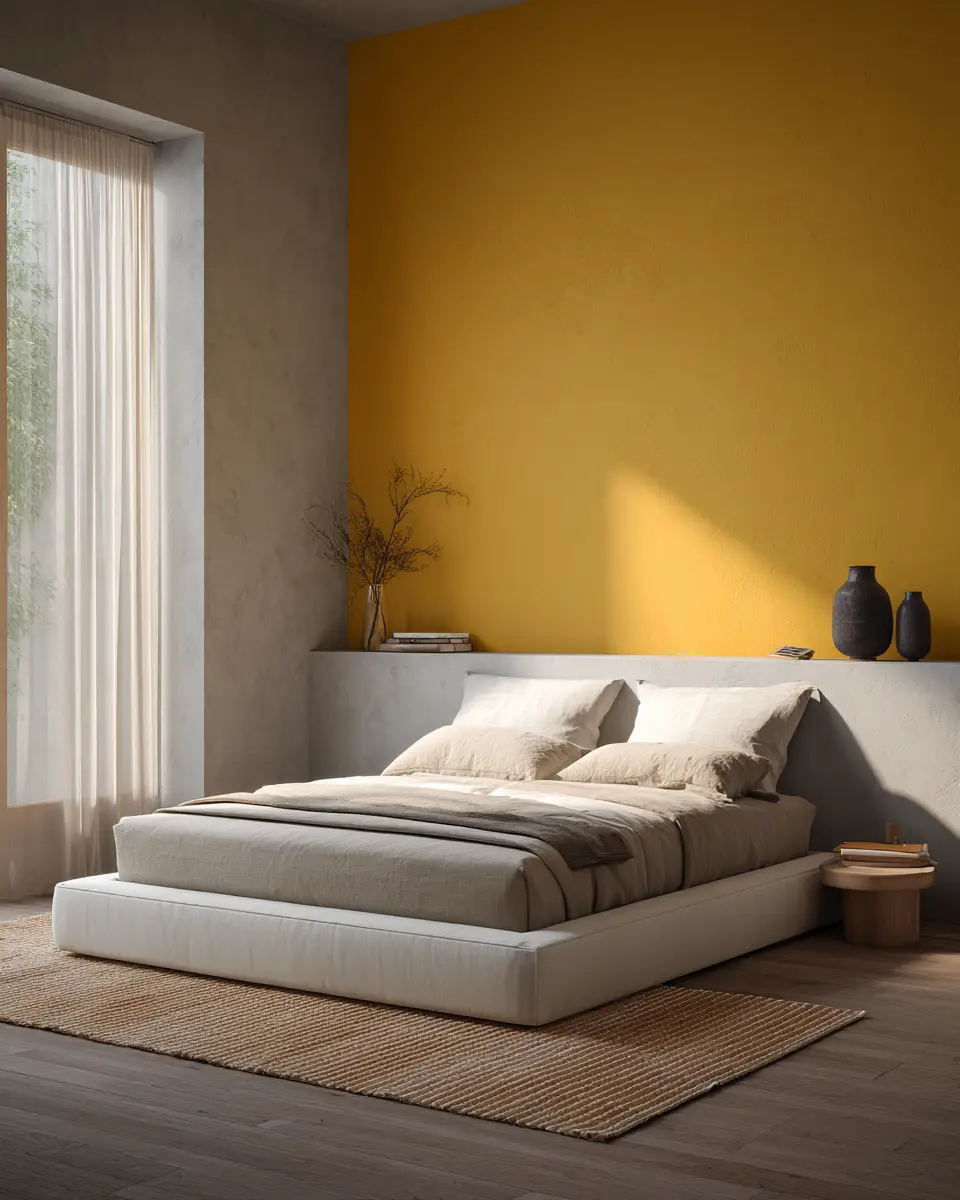 Mustard Yellow Minimalist Bedroom Decor Ideas