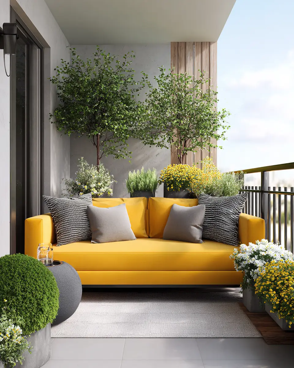 Mustard Yellow Modern Balcony Decor Ideas