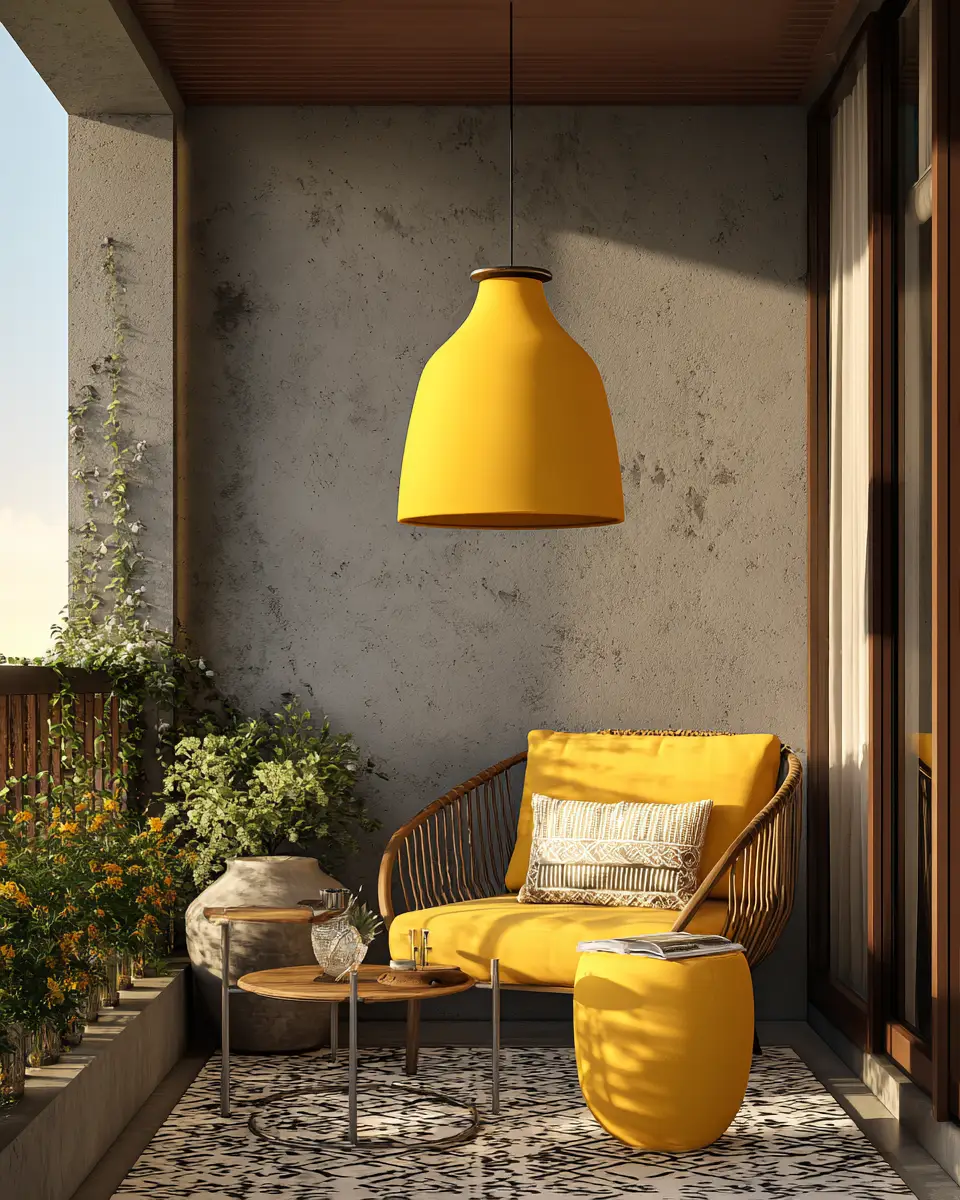 Mustard Yellow Modern Balcony Decor Ideas