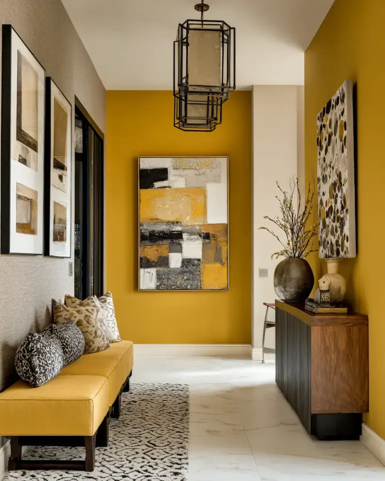 Mustard Yellow Modern Entryway Decor Ideas - Featured