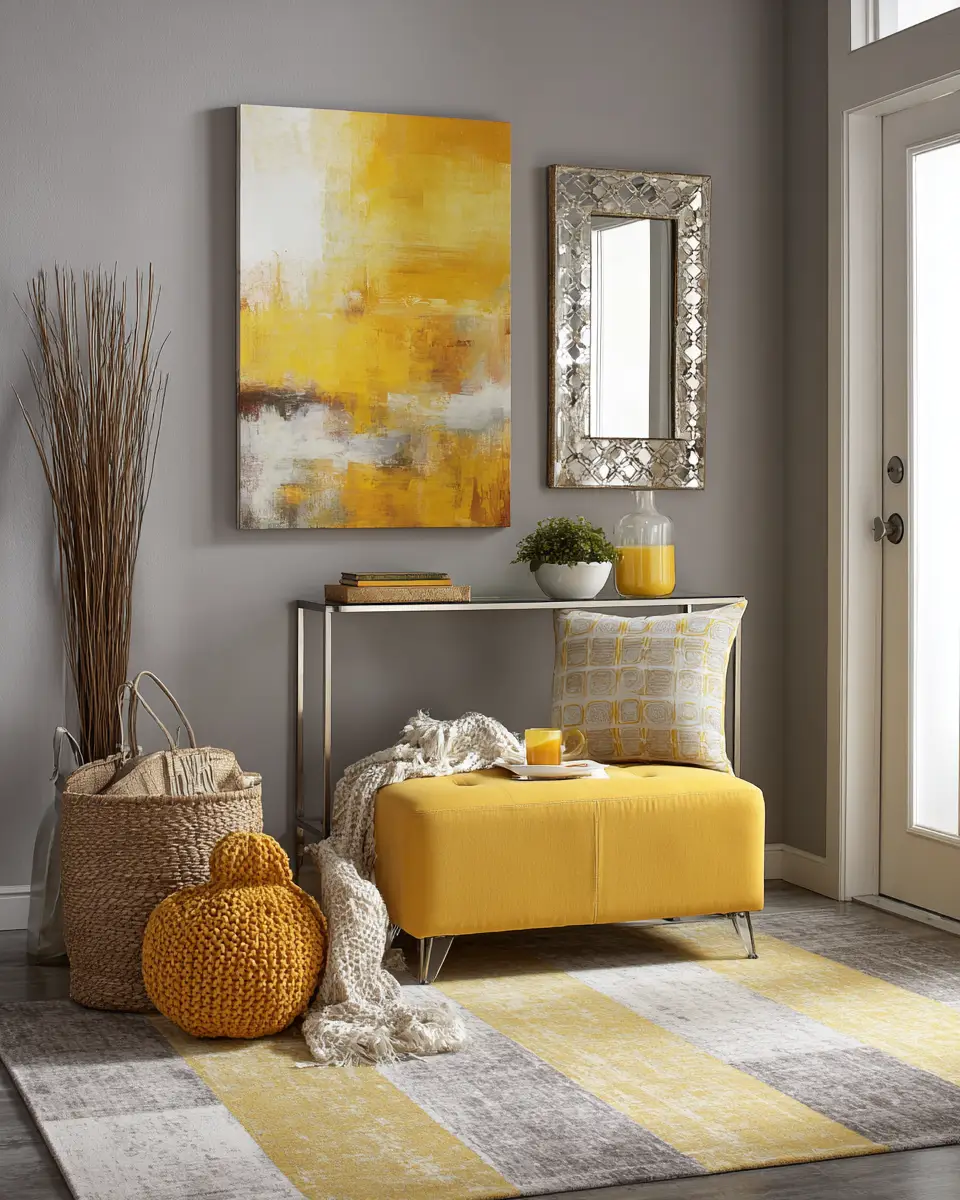 Mustard Yellow Modern Entryway Decor Ideas