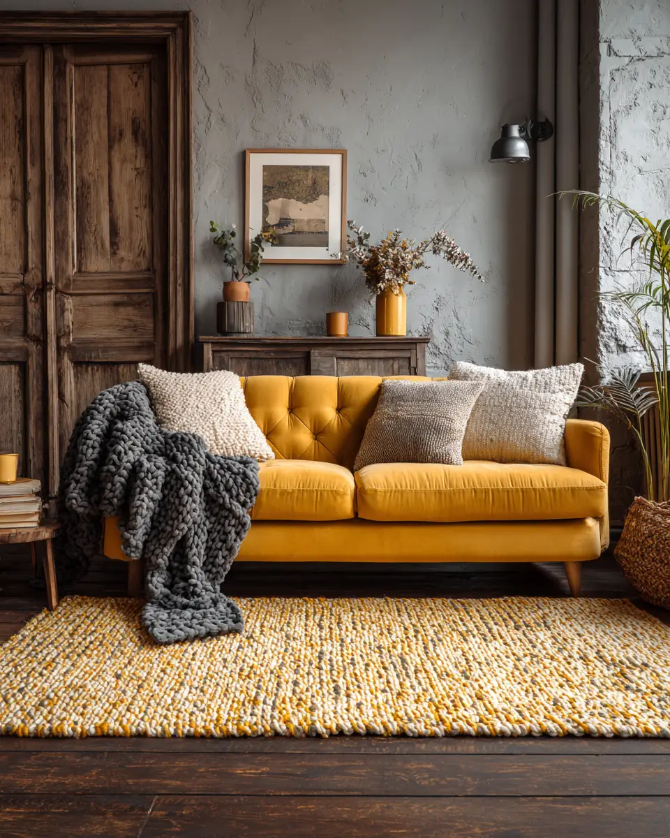 Mustard Yellow Rustic Home Office Decor Ideas