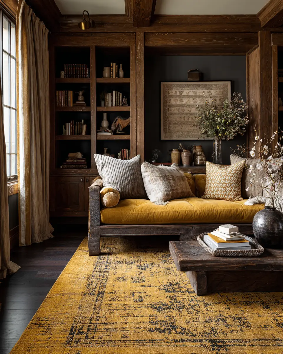 Mustard Yellow Rustic Home Office Decor Ideas