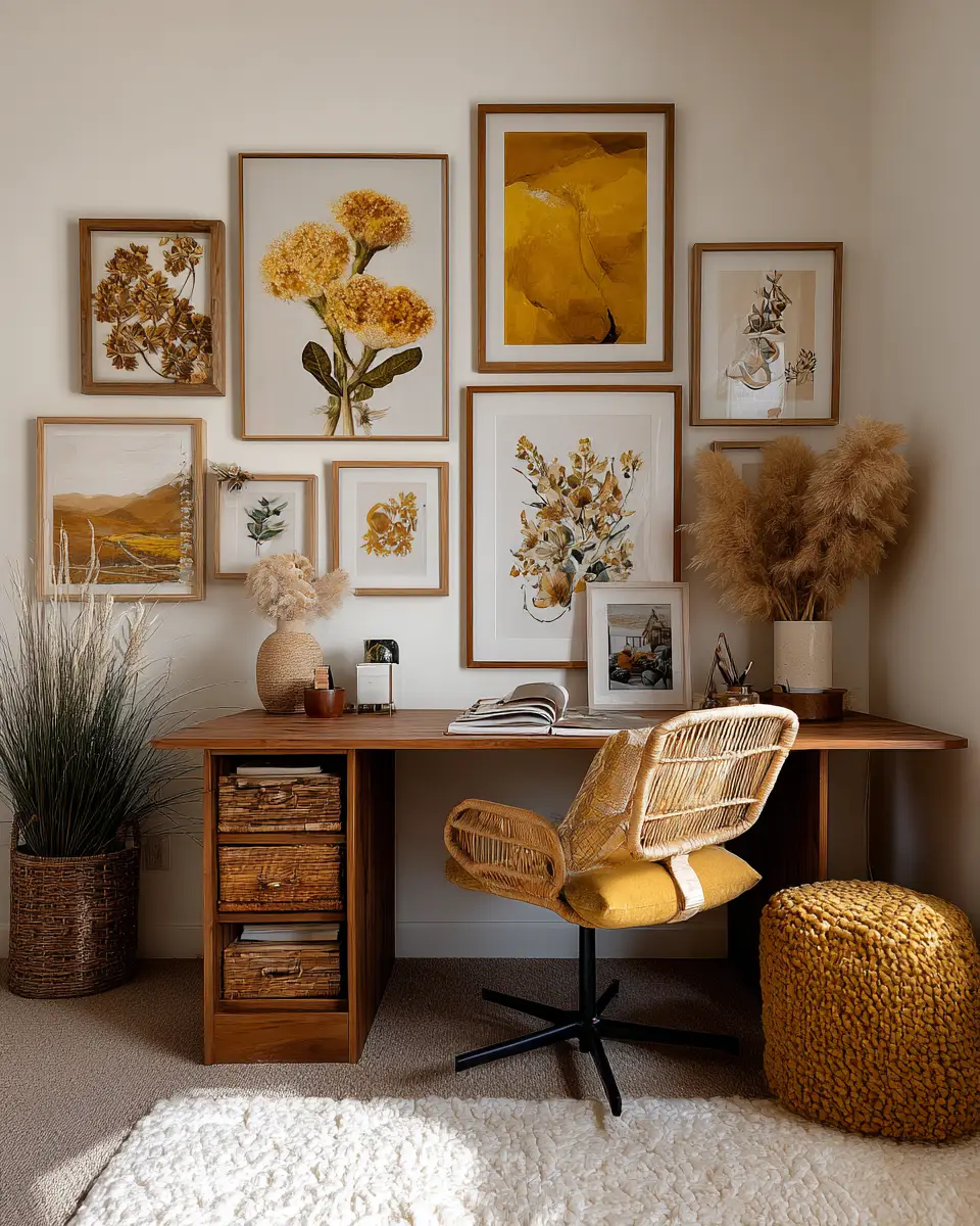 Mustard Yellow Rustic Home Office Decor Ideas