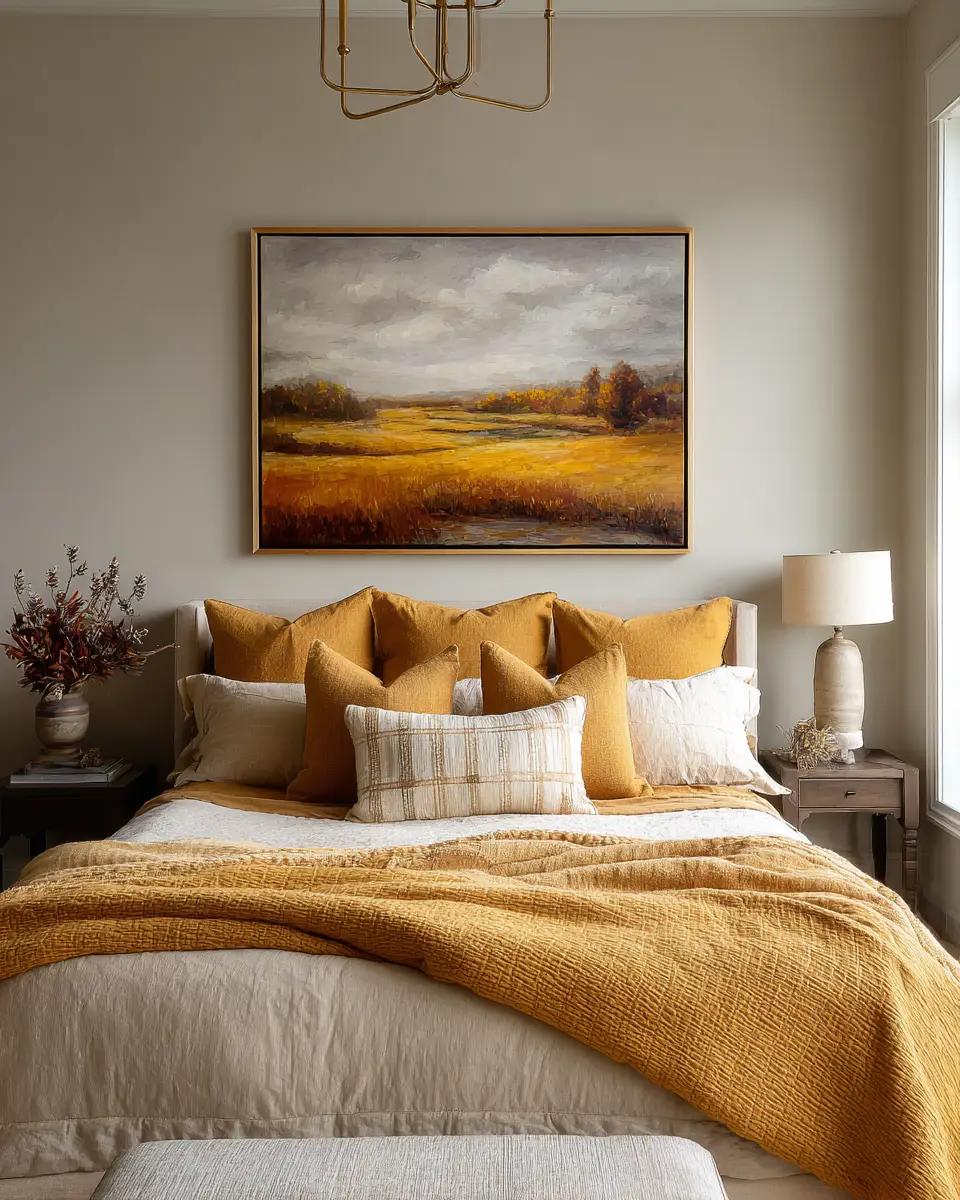 Mustard Yellow Traditional Bedroom Decor Ideas - Featured