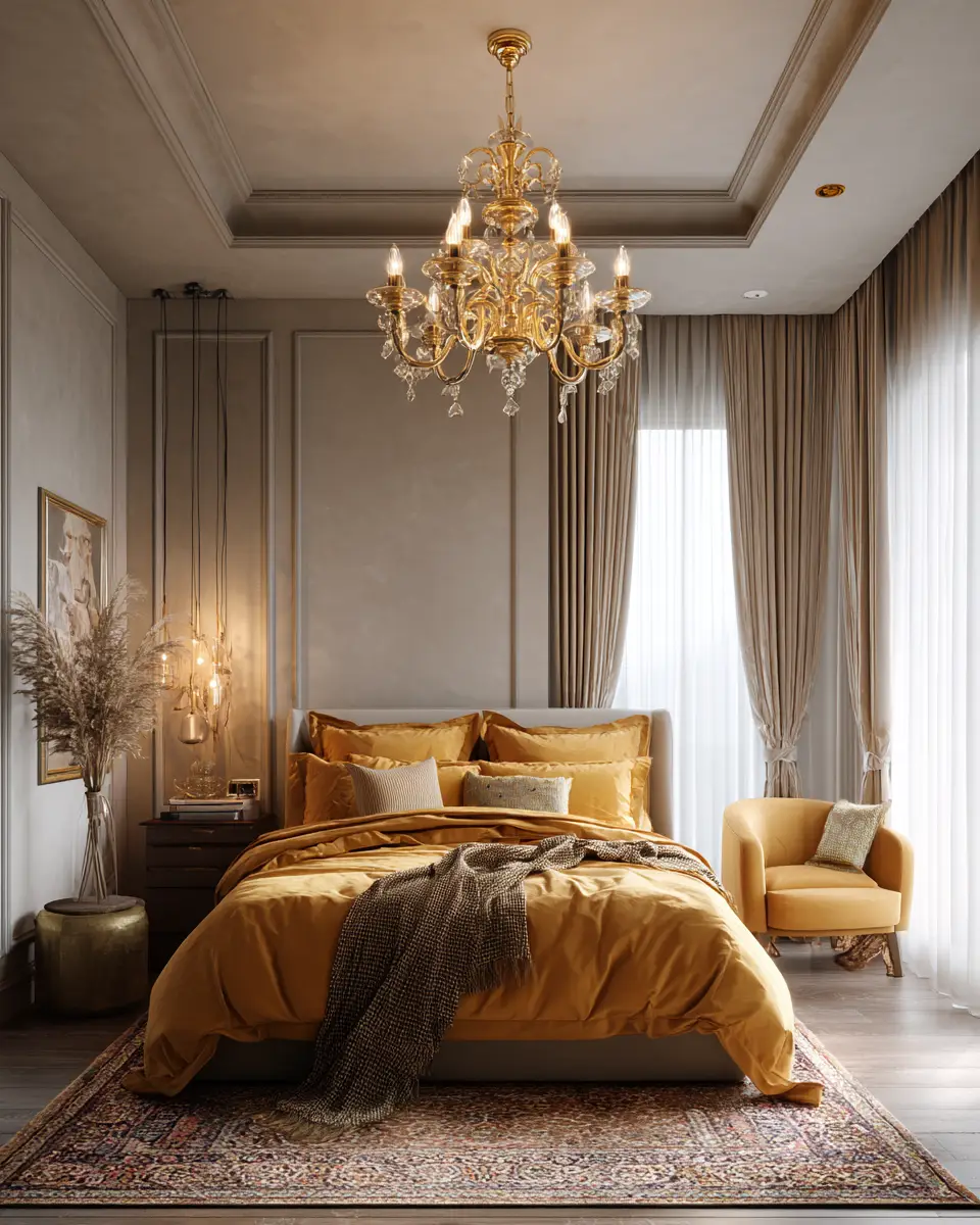 Mustard Yellow Traditional Bedroom Decor Ideas