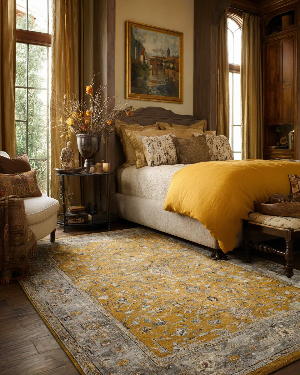 Mustard Yellow Traditional Bedroom Decor Ideas