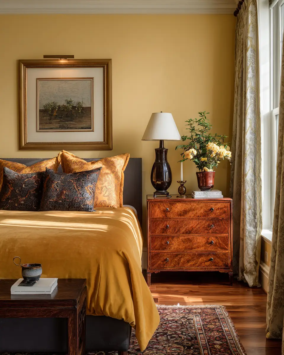 Mustard Yellow Traditional Bedroom Decor Ideas