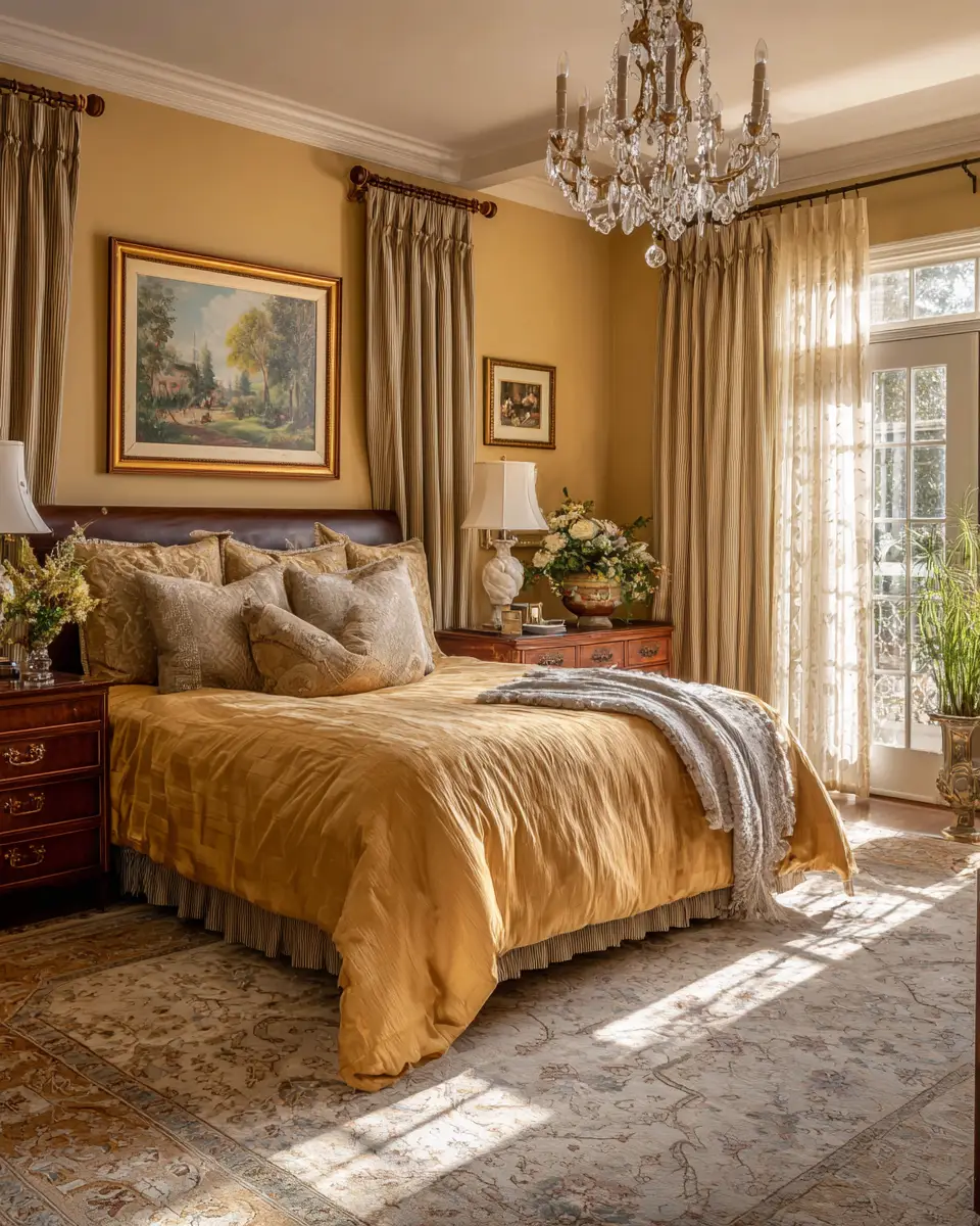 Mustard Yellow Traditional Bedroom Decor Ideas