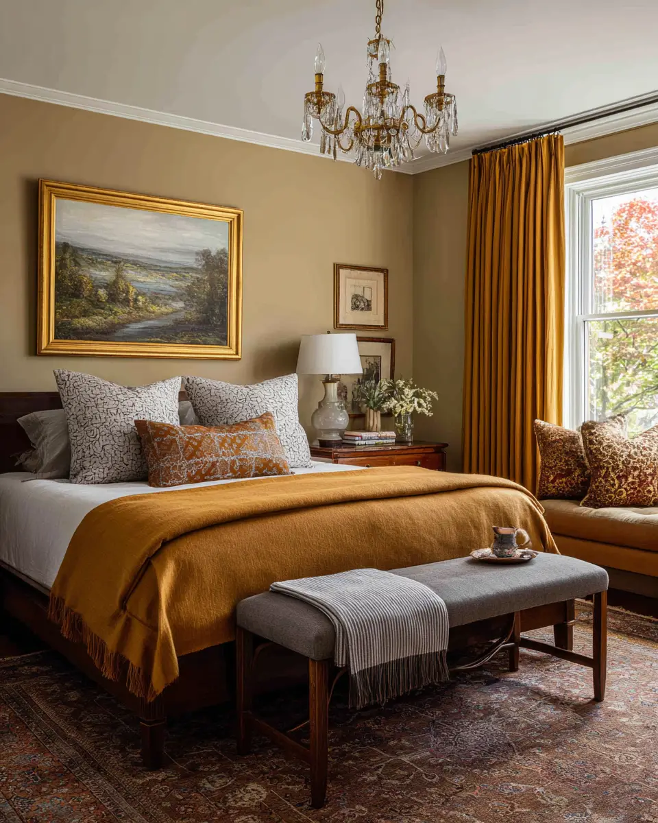 Mustard Yellow Traditional Bedroom Decor Ideas
