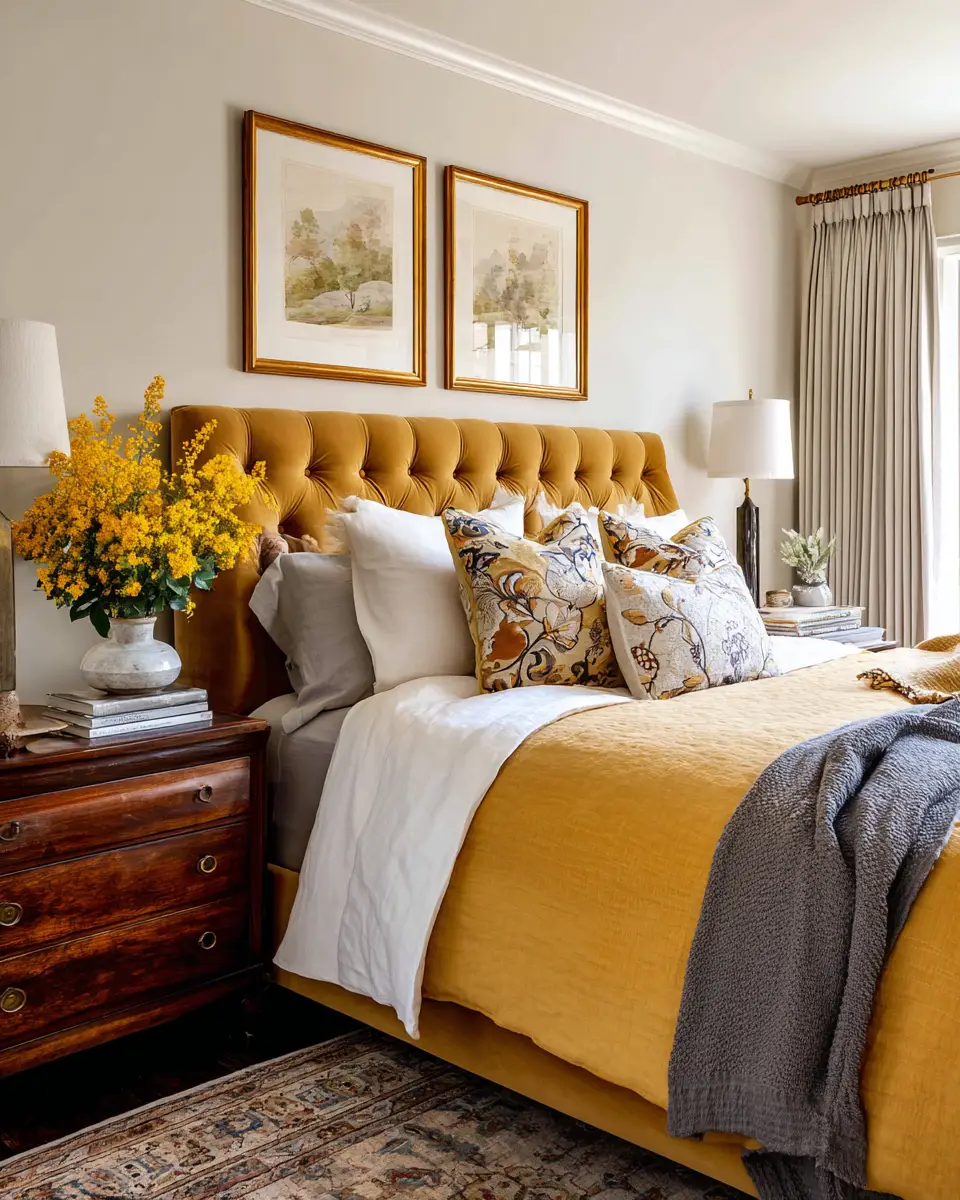 Mustard Yellow Traditional Bedroom Decor Ideas