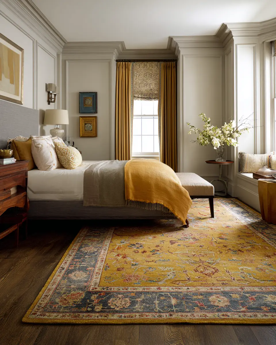Mustard Yellow Traditional Bedroom Decor Ideas