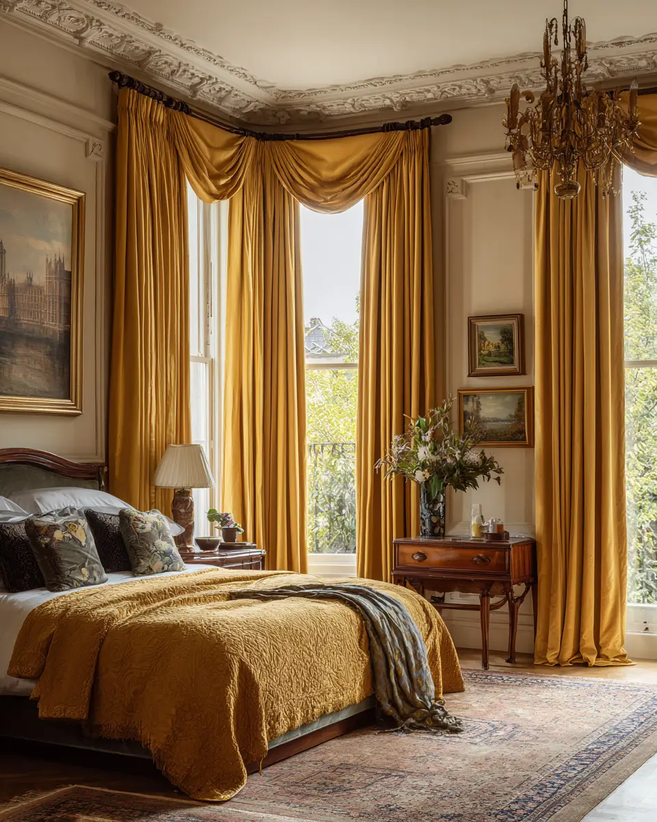 Mustard Yellow Traditional Bedroom Decor Ideas