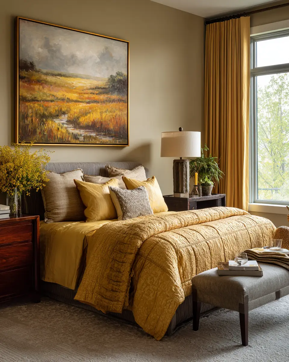 Mustard Yellow Traditional Bedroom Decor Ideas