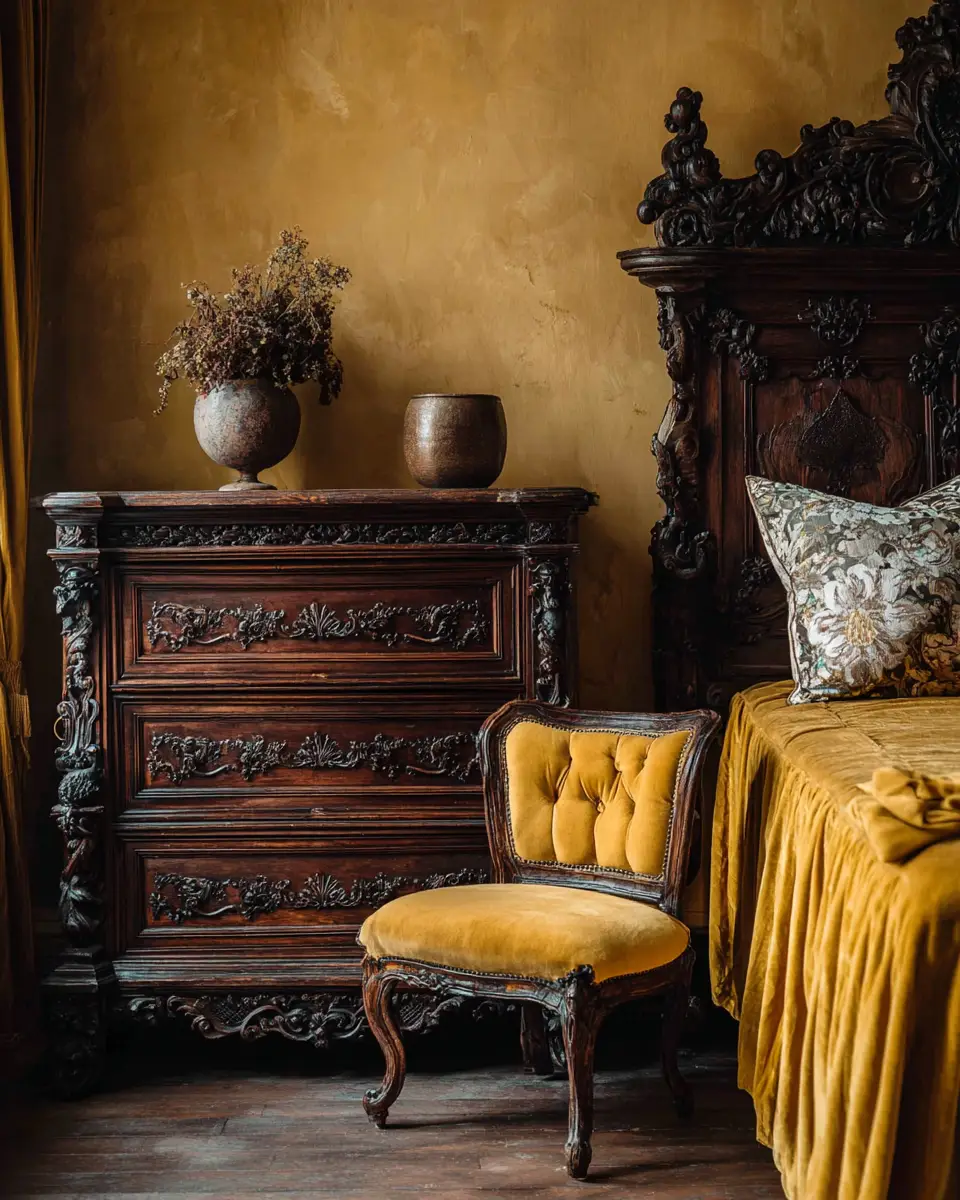 Mustard Yellow Traditional Bedroom Decor Ideas