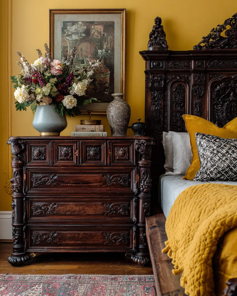 Mustard Yellow Traditional Bedroom Decor Ideas