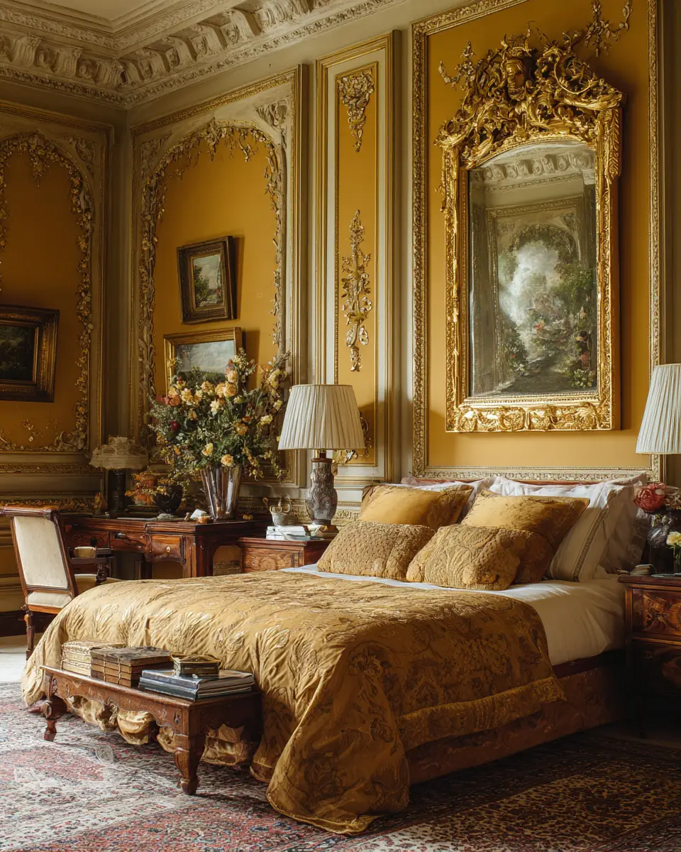 Mustard Yellow Traditional Bedroom Decor Ideas