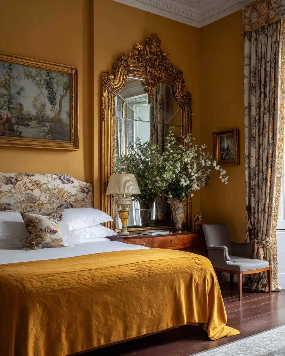 Mustard Yellow Traditional Bedroom Decor Ideas