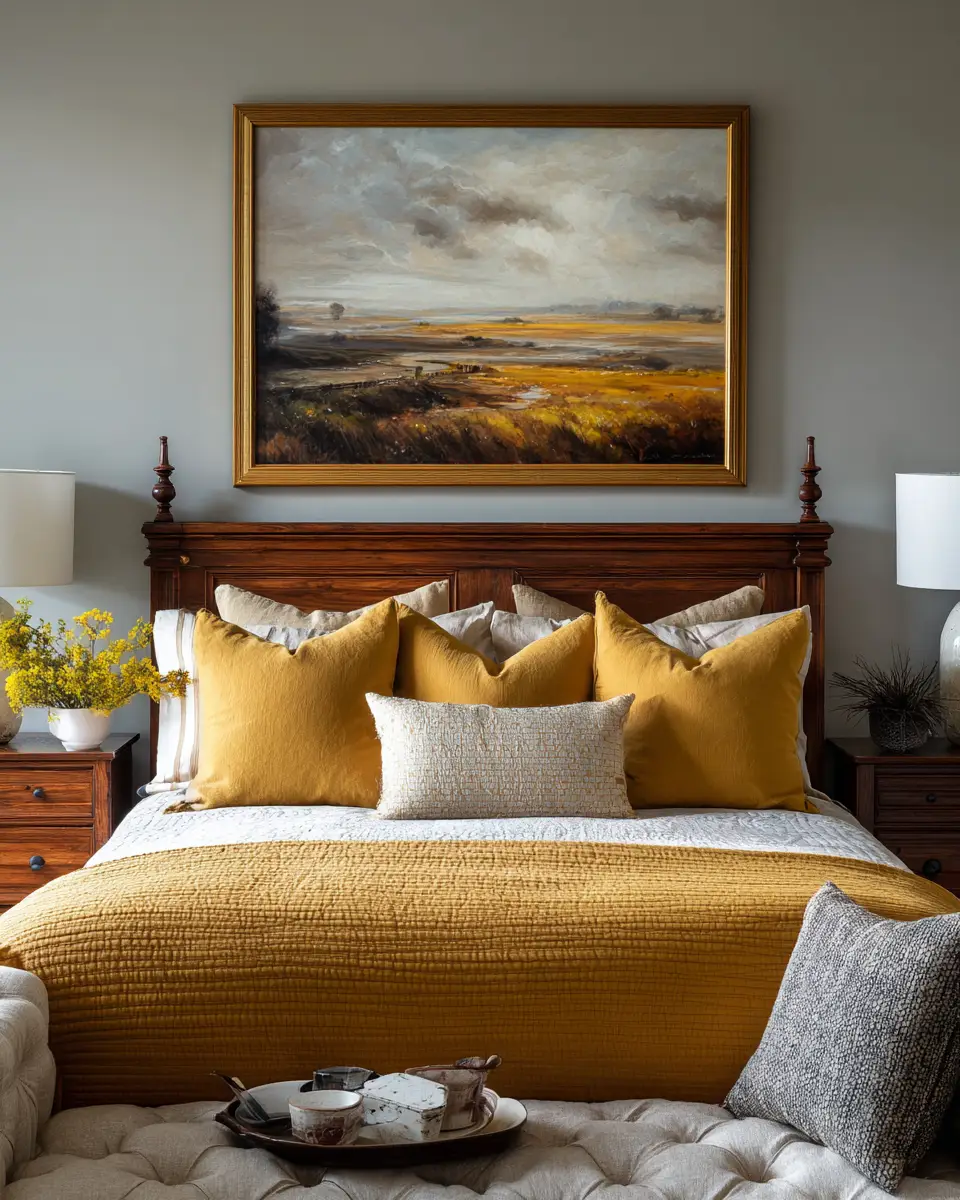 Mustard Yellow Traditional Bedroom Decor Ideas