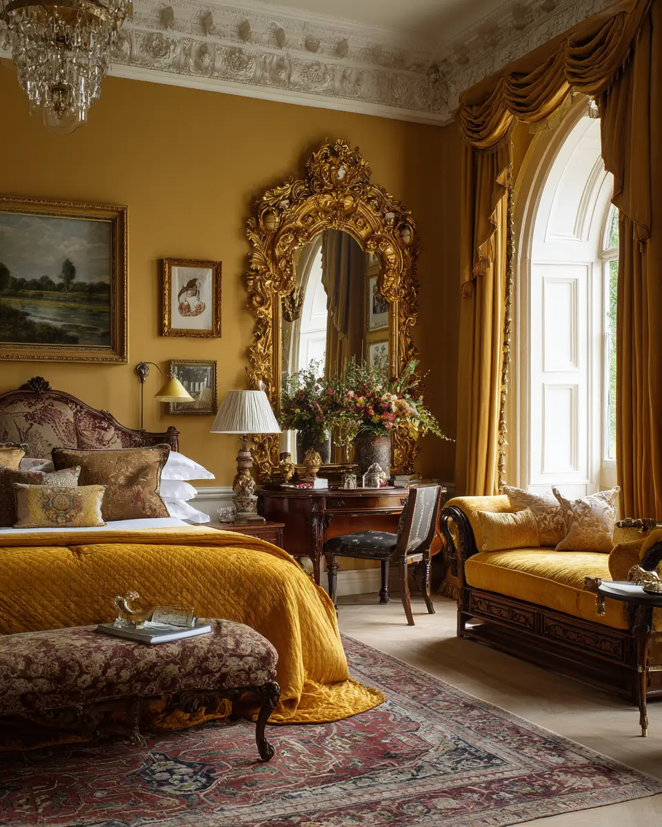 Mustard Yellow Traditional Bedroom Decor Ideas