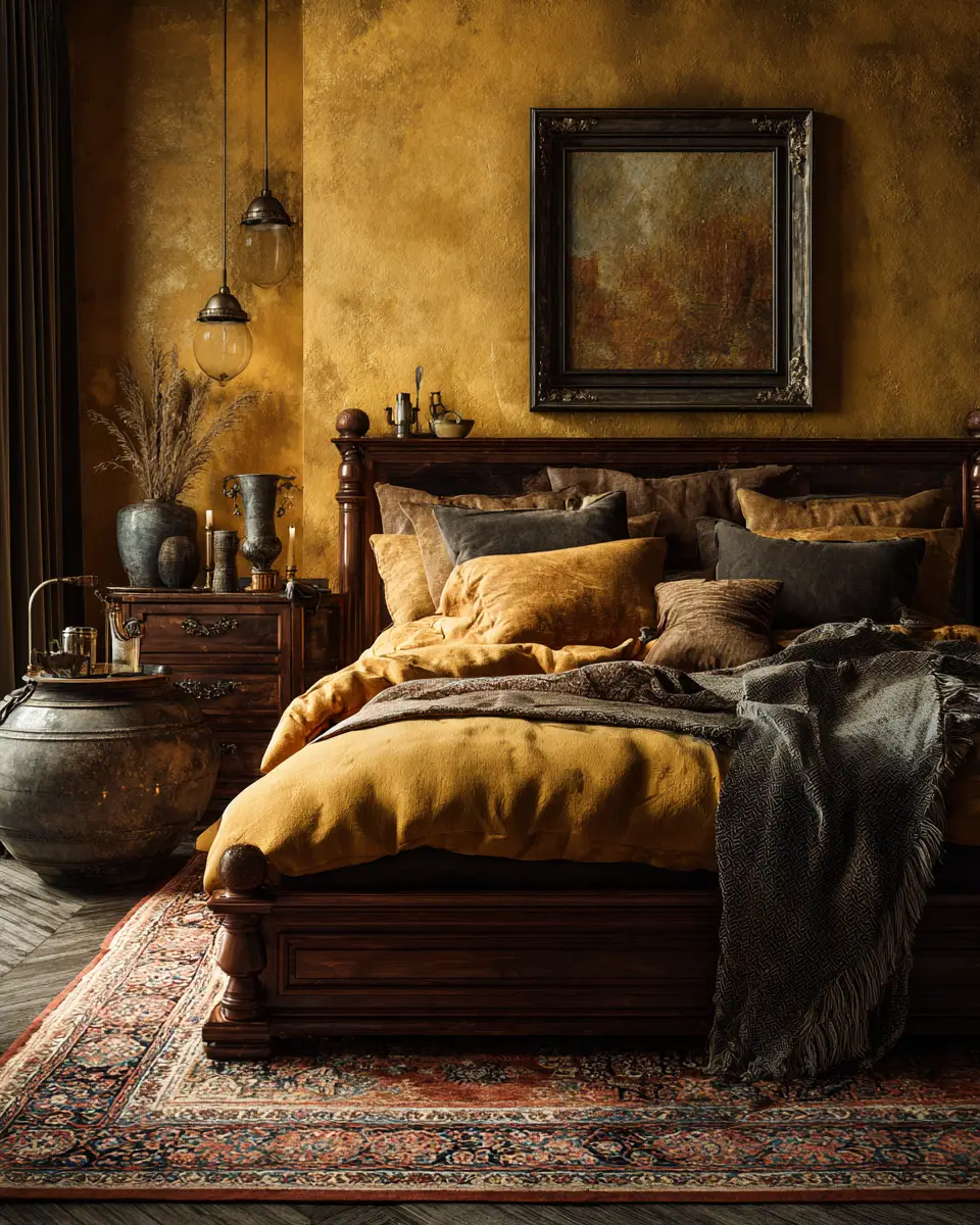 Mustard Yellow Traditional Bedroom Decor Ideas