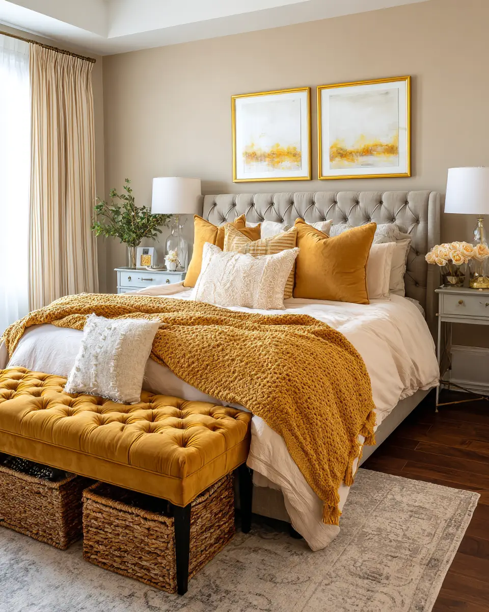 Mustard Yellow Traditional Bedroom Decor Ideas