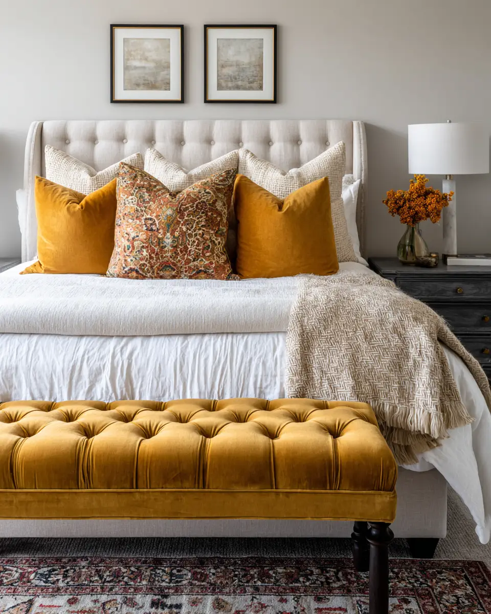 Mustard Yellow Traditional Bedroom Decor Ideas