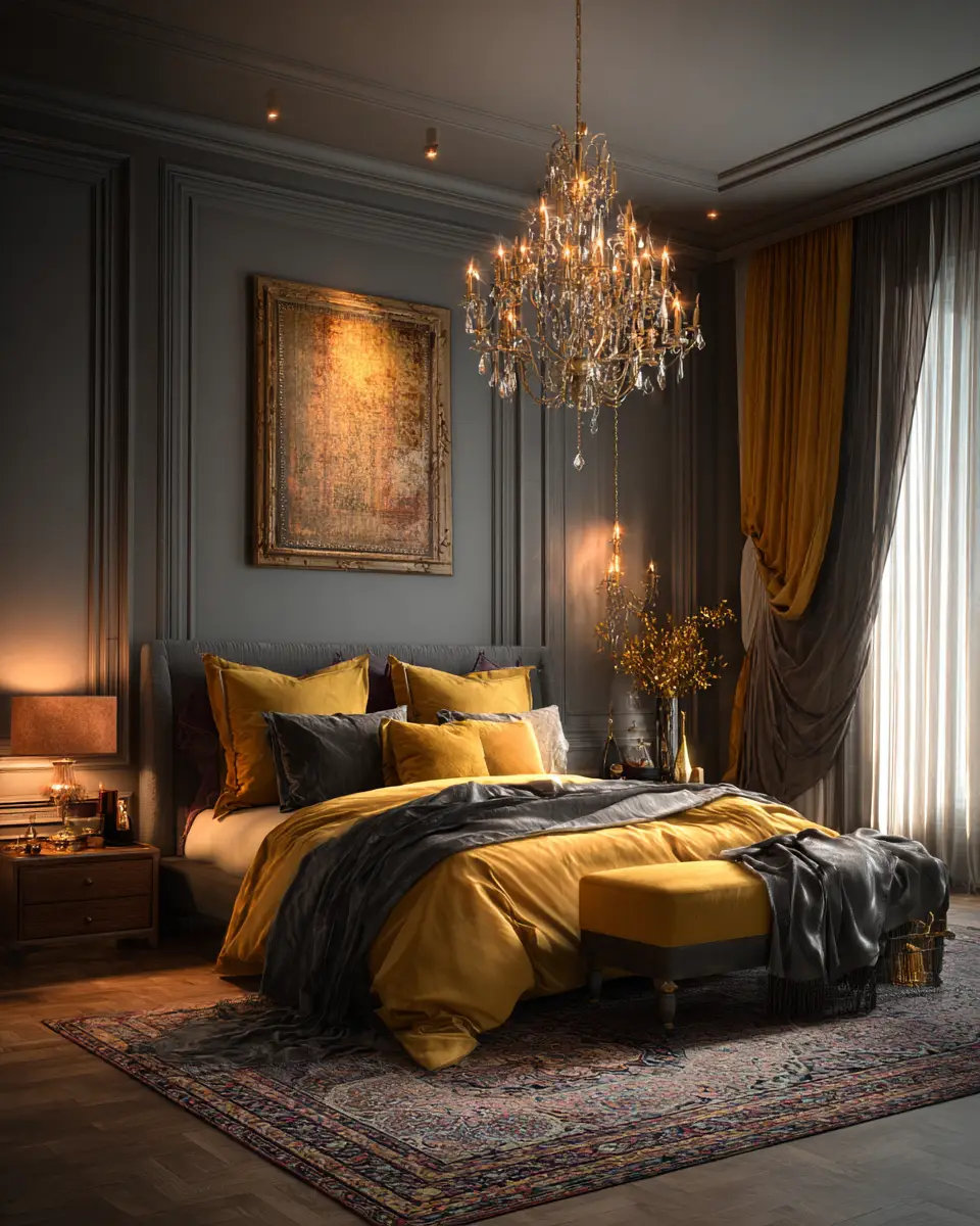 Mustard Yellow Traditional Bedroom Decor Ideas