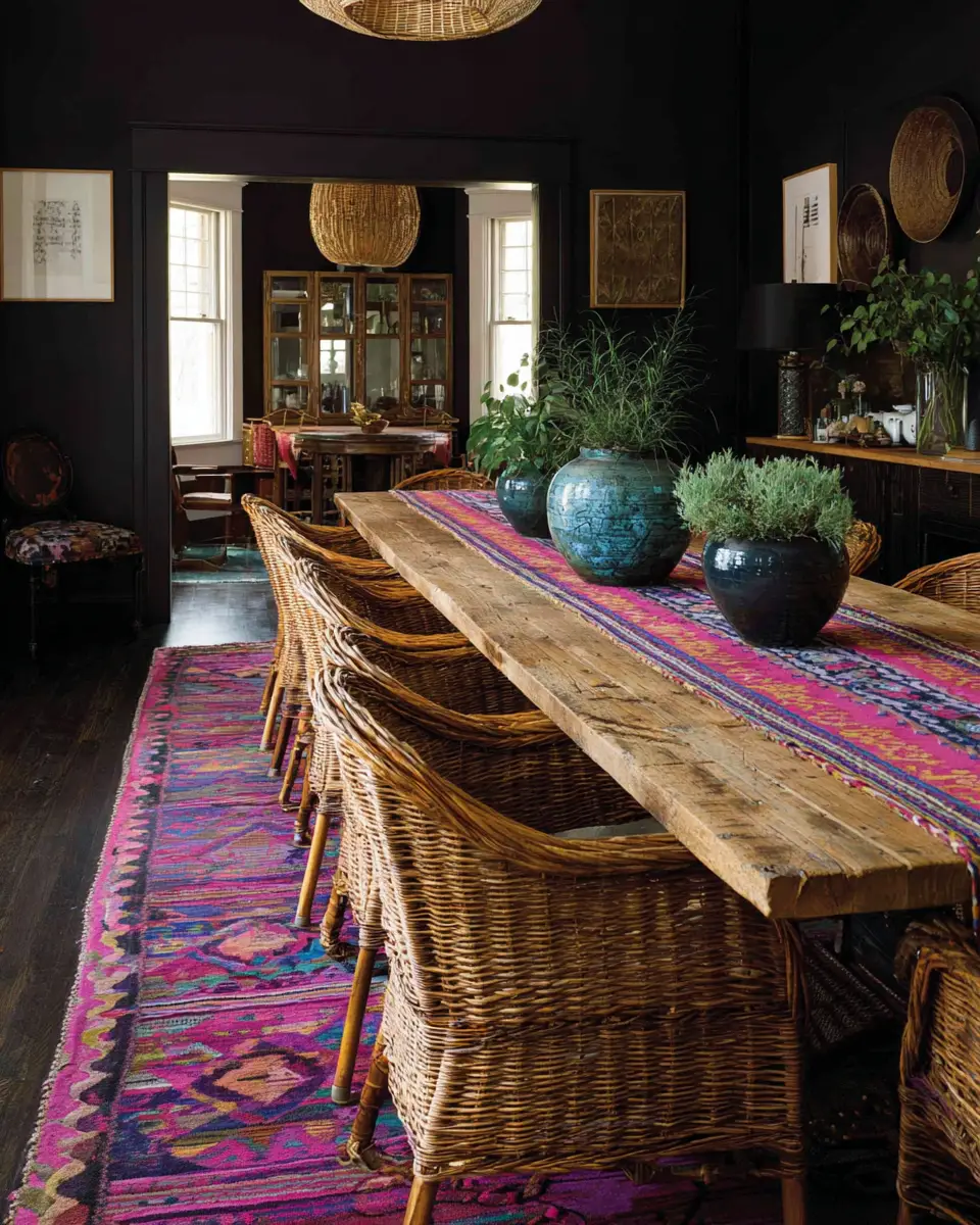 Narrow Boho Dining Room Decor Ideas