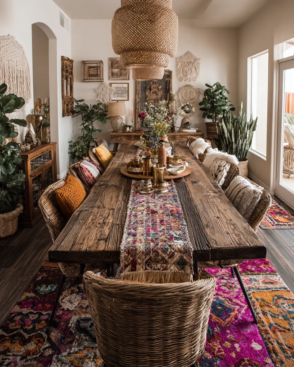 Narrow Boho Dining Room Decor Ideas
