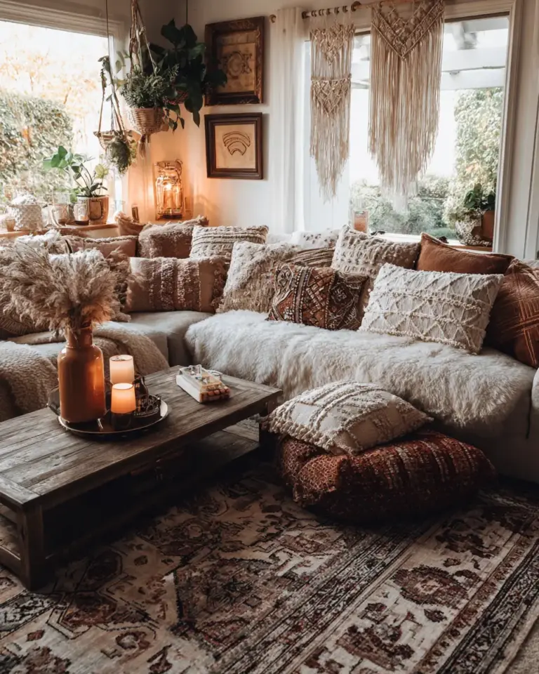 Narrow Boho Living Room Decor Ideas - Featured