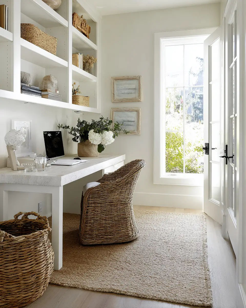 Narrow Coastal Home Office Decor Ideas