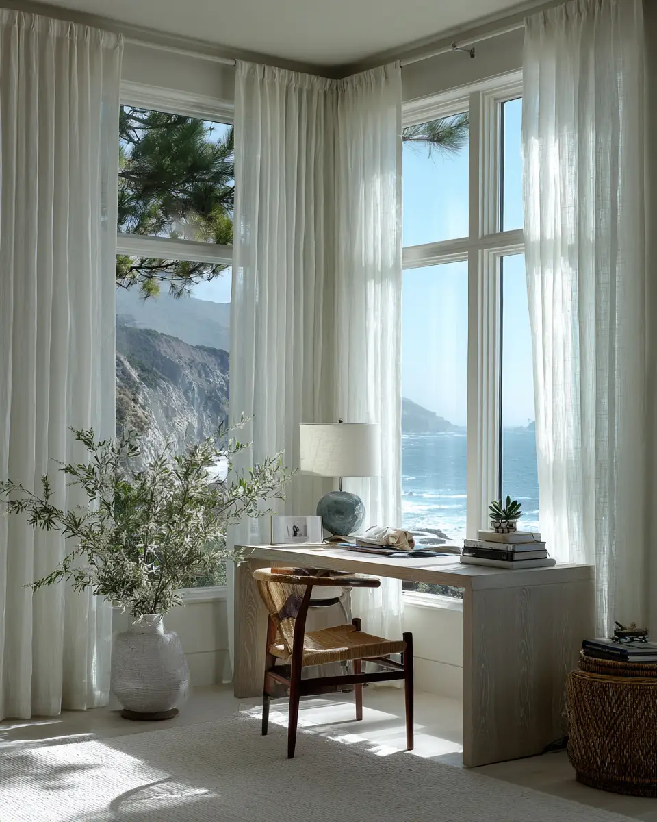 Narrow Coastal Home Office Decor Ideas