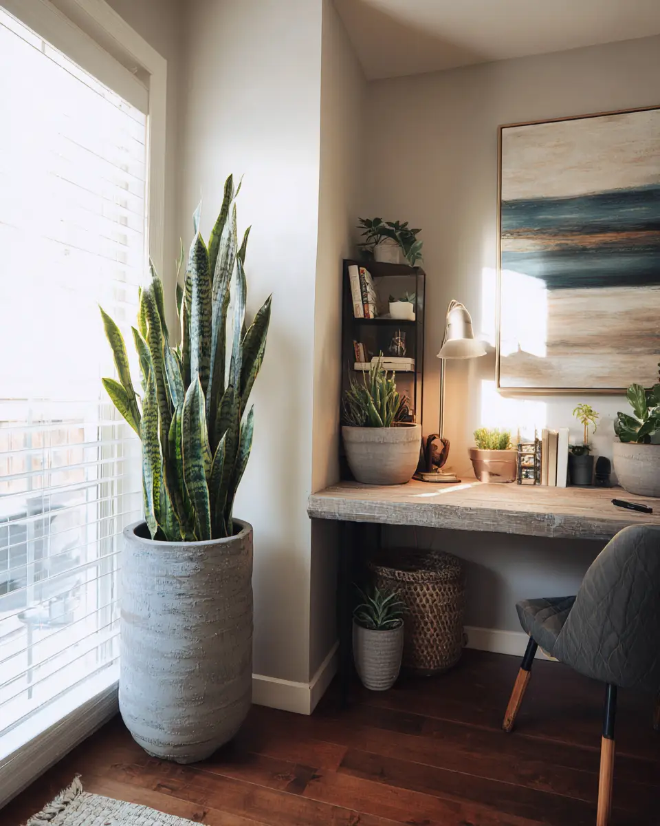 Narrow Coastal Home Office Decor Ideas