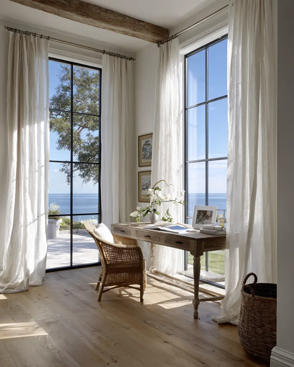 Narrow Coastal Home Office Decor Ideas