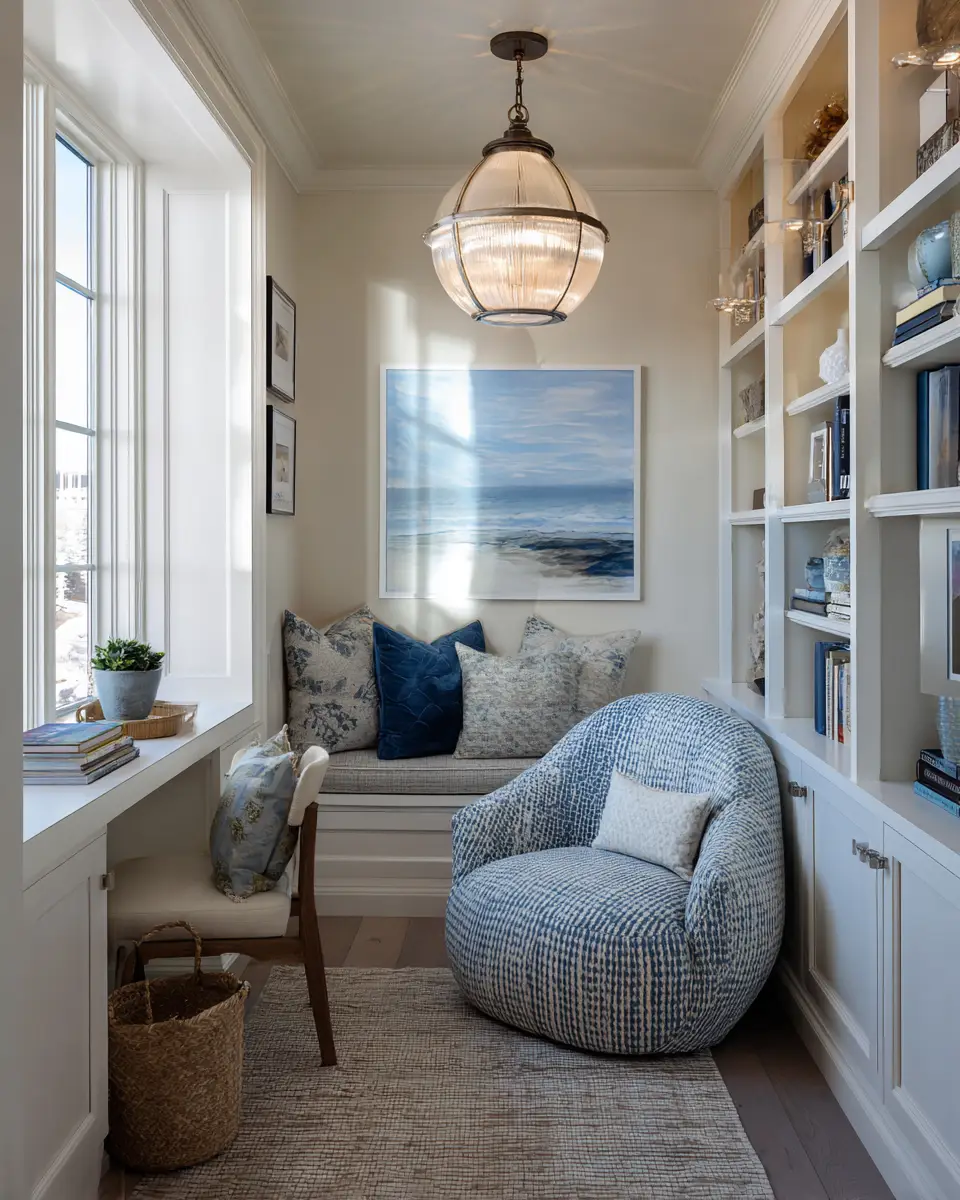 Narrow Coastal Home Office Decor Ideas