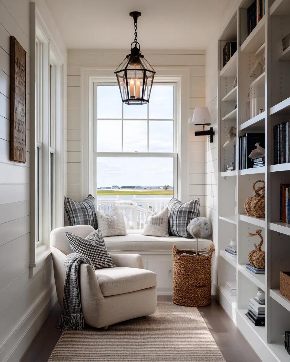 Narrow Coastal Home Office Decor Ideas