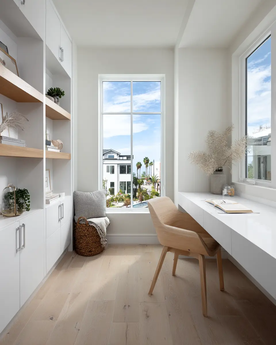 Narrow Coastal Home Office Decor Ideas