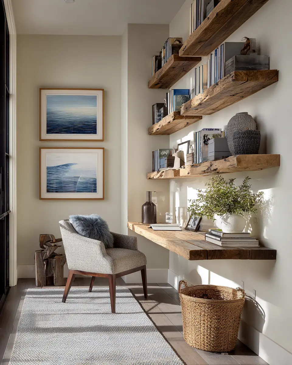 Narrow Coastal Home Office Decor Ideas