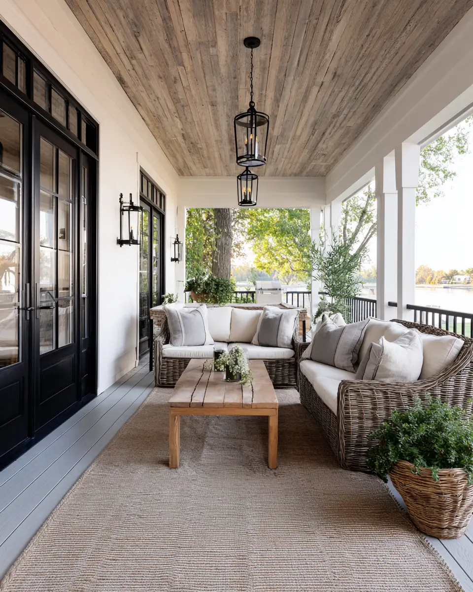 Natural Wood Classic Porch Decor Ideas