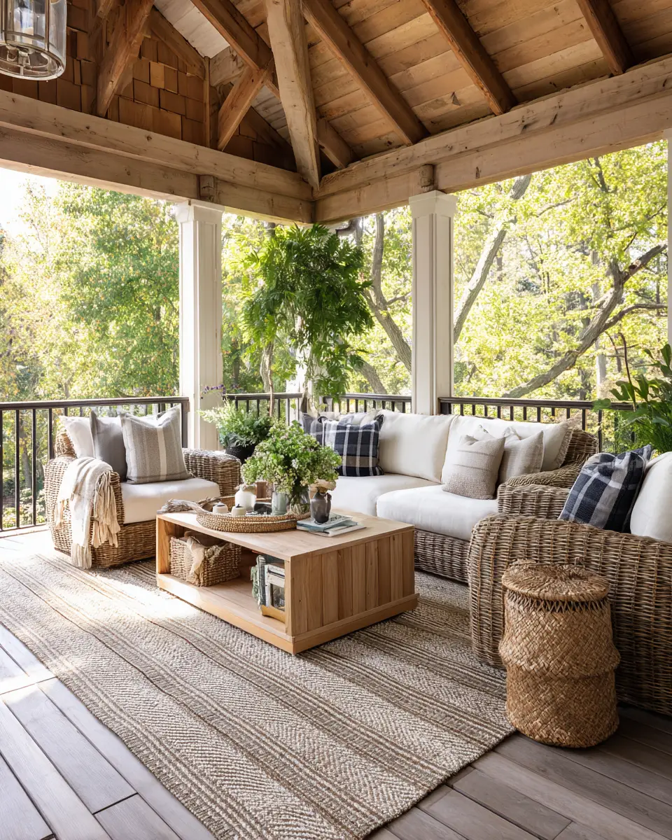 Natural Wood Classic Porch Decor Ideas