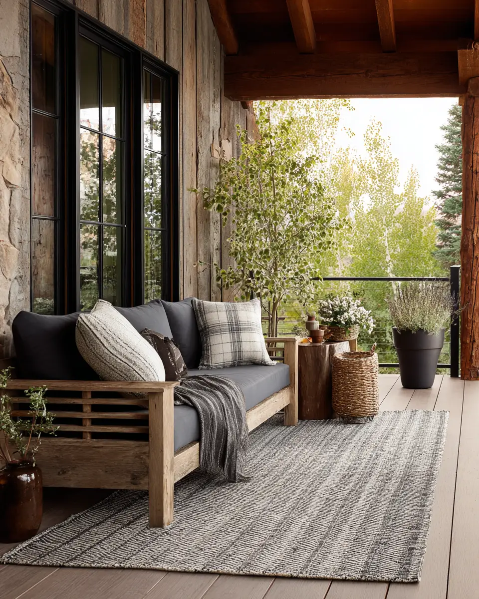 Natural Wood Classic Porch Decor Ideas